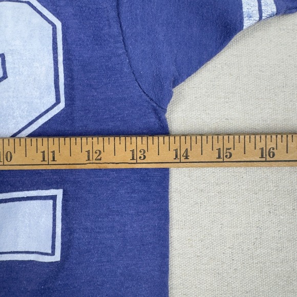 Vtg Sears Sportswear Football Jersey Youth M 10-12 Blue 70s 50/50 Retro Tee - Picture 7 of 10